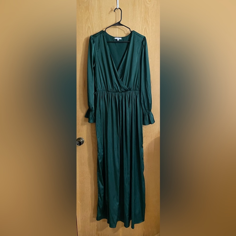 Emerald Green BalticBorn Satin maxi dress!